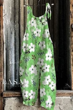 Lasaky - Classic Printed Suspender Overalls - A Timeless Vintage Style New Flowers, Vintage Jumpsuit, Floral Print Jumpsuit, Wide Leg Romper, Office Outdoor, Floral Print Rompers, Print Jumpsuit, Langer Rock, Floral Wraps