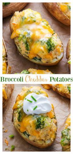 broccoli and cheddar baked potatoes with cheese