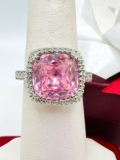 14K White Gold Diamond 0.45ct & Pink Quarts Cocktail Ring Size 6.25 A perfect gift for your loved one for any special occasion or holiday! Total Ring Weight: 6.84g Ring Length: 25.81mm Ring Width: 22.34mm Gemstone: Diamond, Pink Quarts  Total Diamond: 0.45ct Item will be placed into a gift box. * Colored Engagement Rings, Jewelry Lookbook, Yellow Gold Bracelet, Love Jewelry, Pink Diamond, Unique Necklaces, Pink Wedding, Cocktail Ring, Cocktail Rings