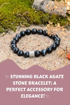 Add a touch of sophistication to your look with our exquisite Black Agate Stone Bracelet 💎✨ Elevate your energy and bring balance to your life with this stunning crystal jewelry piece. Handcrafted with love, this bracelet showcases the inherent beauty of genuine Black Agate stones. Find your inner strength and style with this captivating accessory that complements any outfit effortlessly. Shop now and embrace the empowering energy of Black Agate ✨🖤 #blackagate #crystalbracelets #spiritualjewel Black Beaded Agate Jewelry, Onyx Gemstone Beads Bracelet For Healing, Black Agate Jewelry With Black Beads, Black Agate Jewelry For Healing, Black Agate Healing Jewelry, Onyx Crystal Bracelet With Gemstone Beads As Gift, Onyx Gemstone Beads Crystal Bracelet Gift, Onyx Gemstone Beads Bracelet As Gift, Black Spiritual Gemstone Beaded Bracelets