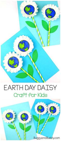 paper flowers made to look like the earth day daisys are on top of each other