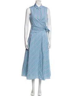 Akris Punto Wrap DressBlueStripedRuffle EmbellishmentSleeveless with CollarButton Closure at FrontDesigner Fit: Dresses by Akris Punto typically fit true to size. Long Striped Dress, Akris Punto, Long Dress, Print Patterns, Dress Outfits, Clothes For Women, Pattern, Dresses, Clothes