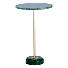 a green table with a gold base and a blue marble top on a white background