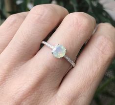 4 Prong Opal Promise Ring Rose Gold Opal Ring Genuine Opal | Etsy Classic White Opal Ring With Round Band, White Solitaire Opal Ring For Promise, Solitaire Opal Ring As Gift, Round Solitaire Opal Ring Gift, Opal Solitaire Ring Gift, Solitaire Opal Ring For Anniversary, White Round Birthstone Ring With Prong Setting, Opal Solitaire Ring With Round Band For Anniversary, Anniversary Solitaire Opal Ring With Round Band