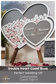 double heart guest book Wedding Gift Signs, Frame Wedding, Wedding Props, Perfect Wedding Gift