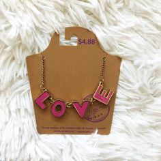 Super Cute Love Necklace Children's Jewelry Brand: Original Necklace 16in With Extender Hypo- Allergenic Smoke Free & Pet Free Home Kids Accessories Jewelry, Original Necklace, 16 Inch Necklace, Childrens Jewelry, Love Necklace, Cute Love, Kids Accessories, Jewelry Branding, Pink And Gold