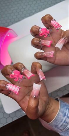 Pink Duck Nails, Pink Duck, Acrylic Toe Nails, Barbie Inspired