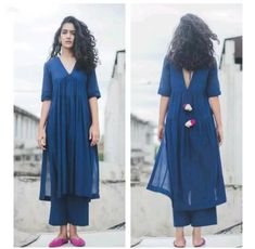 Small Kurti Designs, Kurta Back Neck Designs Latest, Kurti Design Ideas, Pant Kurti, Latest Punjabi Suits, Kurti Palazzo, Gallery Pictures, Simple Kurta Designs