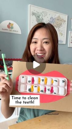 Fynn Sor | Happy Tot Shelf on Instagram: "Does your child hate brushing or flossing their teeth? 🦷 Try this fun activity! Invite your child to play dentist: use yarn to floss the “teeth” (the ice cube tray) and remove the “food” (playdough) stuck between them. Then brush the teeth to remove the plaque. This activity is a great way to teach your children about the importance of brushing and flossing. 

👉🏻 Recommended for children aged 2 to 5
⭐️ Looking for more fun activities to engage your child at home? Join us inside The Happy Learners’ Club and receive monthly activity ideas and printables! Comment below ‘join THLC’ for more information!
.
.
#homelearning #handsonlearning #preschoolactivities #toddleractivities #learningisfun #earlylearning #playandlearn" Cleaning Teeth Activities Eyfs, Brush Your Teeth Song Preschool, Dentist Activities For Kids, Kids Brushing Teeth, Personal Hygiene Activities For Toddlers, Brush Teeth Activities For Kids, Teeth Brushing Activities Preschool, Dental Activities For Kids, Personal Hygiene Activities For Kids