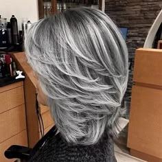 Kort Bob, Curly Bob Wigs, Silver Grey Hair, Gray Hair Highlights