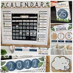 a collage of photos showing the different calendars and numbers for each student's class