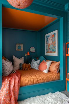 Orange Boys Rooms, Boys Bedroom Orange, Teal Room, Teal Rooms, Teal Bedroom