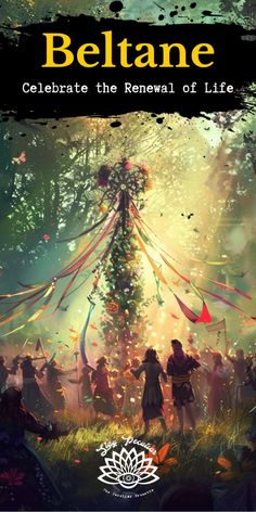 a book cover with an image of people in the background and text that reads, beltane celebrate the renewal of life