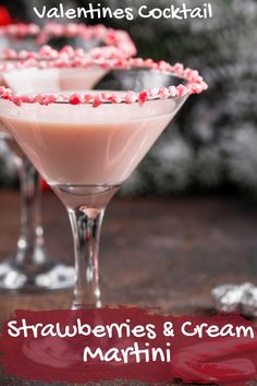 Easy to make for pink Valentine's cocktails, this Strawberry and Cream martini is made with Baileys. Serve in a martini glass or highball glass with a rim of colorful red and pink sprinkles.