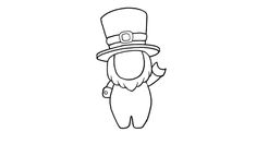 a drawing of a lepreite with a top hat