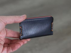 "With this minimalist small leather card holder that will only carry your cards and do not take up space, you do not need to carry a large wallet anymore. You will be very comfortable with its extremely stylish and unique design. Moreover, I personalize for free.. **If you want, you can change the color of the sewing thread. For example, beige color sewing thread in black leather. Just write a message. : About the card holder : - Made with full grain real leather - Edge finished every piece. - B Minimal Wallet, Tan Leather Belt, Leather Credit Card Holder, Braided Leather Belt, Cute Card, Large Wallet, Card Sleeve, Leather Card Holder, Inexpensive Gift