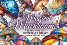 the front cover of an art book with colorful mushrooms