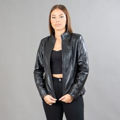 Biker Leather Jacket In Black Color With Special Pattern On The Sides. Leather jacket in black color. A jacket made of lambskin, with outer pockets, zipper closure, and a special pattern on the sides. Can be worn with various clothing combinations and it is an easy-to-wear option for every woman's wardrobe. It is made from high-quality leather in our company in Greece. Leather: Yes Color: Black Height: 60 cm (23,6 in) Lining: 100% Polyester Care: Specialist clean Sue Barker, Casual Leather Jacket, Biker Leather Jacket, Womens Biker Jacket, Suede Moto Jacket, Jackets Women, Biker Leather, Genuine Leather Jackets, Leather Biker Jacket