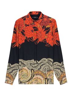 etro floral and paisley silk shirt 162d1844291560600 11 Valentino Silk, Batik Design, Printed Silk Blouses, Couture Embroidery, Textile Pattern Design, Scarf Shirt, Pakistani Outfits, Embroidery Dress, Explore The World