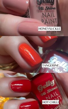 A complete review of 14 Barry M Gelly Hi-Shine Nail Paint colors with swatches – some of the best drugstore nail polishes, affordable and ultra-pigmented! - - - - - barry m nail polish swatches - barry m tangerine - barry m honeysuckle - barry m hot chilli - barry m tiramisu - barry m cotton - barry m blue guava - barry m blue margarita - barry m pistachio - barry m pear - barry m eucalyptus - barry m bluebell - barry m berry parfait - barry m berry pie - barry m forget me not - best drugstore nail polish brands - best barry m products - winter nails ideas - fall nail polish colors - summer nails ideas - spring nails ideas Nail Paint Colors, Plum Nail Polish, Fall Nail Polish Colors, Sheer Nail Polish, Best Nail Polish Brands