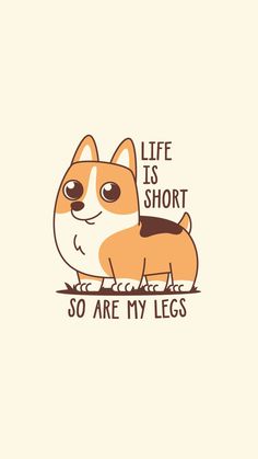 a dog with the words life is short so are my legs