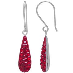 "With bright colors and an alluring shimmer, these Main and Sterling earrings will spruce up any ensemble. With bright colors and an alluring shimmer, these Main and Sterling earrings will spruce up any ensemble. Length: 0.97"" Nickel free Sterling silver base Wire hook backing Rhodium plating Polished finish Crystal stones Packaging: decorative card Size: One Size. Color: Red. Gender: female. Age Group: adult." Red Hypoallergenic Jewelry For Party, Red Hypoallergenic Party Jewelry, Hypoallergenic Red Jewelry For Parties, Nickel-free Red Crystal Earrings, Red Nickel-free Crystal Earrings, Nickel Free Red Crystal Earrings For Parties, Red Teardrop Crystal Earrings, Nickel-free Red Earrings For Party, Bridal Earrings Drop