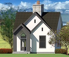 ADU House plan Adu House Plans, Charming Fireplace, Adu House, Great Room Fireplace, Full Kitchen, Modern European, Vaulted Ceilings, Flooring Materials, Bar Seating