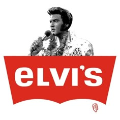 elvis's logo with an image of elvis holding a microphone in front of him