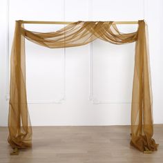 18Ft | Gold Sheer Organza Curtain Panels, Window Scarf Valance Wedding Arch Draping Fabric Arches Home, Wedding Arch Drapery, Arch Drapery, Ceiling Drapery, Wedding Arch Draping, Wedding Drapery, Arch Draping, Scarf Valance, Window Scarf