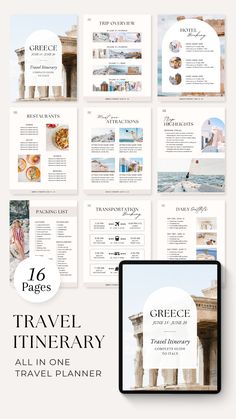 the travel brochure is displayed on top of a white background, with an image of