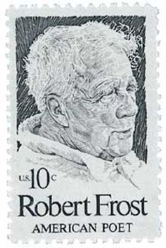 a stamp with an image of robert frost