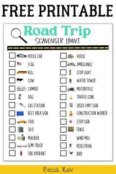 road trip scavenger hunt for kids Car Ride Games, Family Road Trip Games, Printable Road Trip Games, Fun Road Trip Games, Vacation Packing Checklist, Road Trip Scavenger Hunt, Road Trip Printables, Printable Road, Road Trip Food