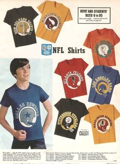 an advertisement for nfl shirts with boys in them