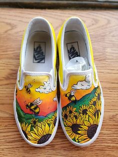 These were a custom order of Tyler the Creators album cover Flower Boy!  This was a special request, if you have any specific ideas in mind message me to make them happen! Artistic Hand Painted Slip-on Custom Sneakers, Artistic Hand Painted Custom Sneakers, Artistic Custom Sneakers With Artwork, Artistic Summer Tee With Custom Artwork, Artistic Summer Art With Custom Artwork, Artistic Hand Painted Custom Sneakers For Spring, Flower Boy Album, Tyler The Creator Flower Boy, Tyler The Creator Flower