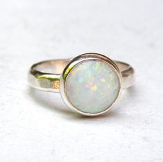 White Opal ring Fine Statement ring Silver ring Gift by OritNaar Handmade White Opal Ring In Sterling Silver, Classic White Opal Sterling Silver Ring, Elegant Sterling Silver Opal Ring With Large Stone, Sterling Silver Opal Ring In White Gold, Round Shape, Silver Opal Ring Nickel-free For Gift, Opal Statement Ring, Silver Opal Ring, White Opal Ring, Handmade Silver Jewellery