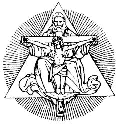 the crucifix is depicted in this black and white drawing with sun rays