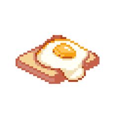 an egg and bacon sandwich pixeled in half on a white background with the words breakfast written below it