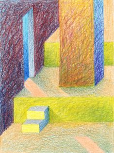 colored pencils on paper with different shapes