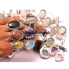 ad eBay - Agate & Mix Gemstone 925 Sterling Silver Plated Handmade Wholesale Lot Rings - Buy Now, click the link (eBay) Silver Sterling Stackable Rings With Natural Stones, Vintage Silver Gemstones For Gift, Vintage Silver Crystal Ring With Natural Stones, Silver Gemstones For Jewelry Making With Stone Setting, Adjustable Silver Gemstone Ring, Adjustable Silver Stackable Rings With Stones, Silver Jewelry With Large Stone, Silver Jewelry With Large Stone Ring, Silver Jewelry Ring With Large Stone