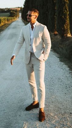 5 Business Casual Outfits For Men – LIFESTYLE BY PS Beige Tuxedo Suit For Wedding, Tailored Notch Lapel Suit For Wedding, Tailored Notch Lapel Wedding Suits, Elegant Beige Tuxedo For Wedding, Classic Beige Wedding Suit, Elegant Beige Wedding Tuxedo