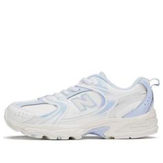 (PS) New Balance 530 Shoes 'White Sky Blue' PZ530WS White New Balance Sneakers For Jogging, New Balance 530 Shoes, Balance 530 Shoes, Asthetic Stationery, Baby Blue Outfit, Shoes Wishlist, New Balance Blue, Shoe Wishlist, Modern Tech