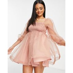 Asos Rare London Babydoll Tulle Dress Condition: Nwt*****; However Slight Defect - Back Left Side Loose Thread As In Picture Size: Us 8 Color: Blush Pink Description: -Square Neck -Sheer Puff Sleeve -Shirred, Stretch Bodice -Babydoll Style -Regular Fit -True To Size #Asos #Rarelondon #London #Uk #British #Britishstyle #Ukstyle #Babydoll #Cottagecore #Barbie #Barbiecore #Romantic #Flirty #Sexy #Tulle #Spring #Summer #Valentinesday #Anniversary #Datenight #Nightout Military Style Dress, Mode Rose, Vestidos Retro, Dark Blue Dress, Babydoll Style, Color Blush, Lace Bodycon, Vestidos Vintage, Ladies Of London