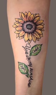 a sunflower with the words, you are my sunshine on it's side