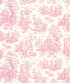 a pink and white wallpaper with toilers on it