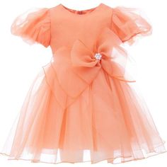 Peach orange bow organza puff shoulder dress for kid girls from Tulleen. Featuring a peach lightweight tulle teacup organza dress, detachable bow at the hem, puffy light weight shoulders. | Tulleen | Bow Organza Dress, Peach (Orange, Size 11-12Y) | Maisonette collects the best children’s products from around the world (unlike Zulily, Etsy, The Tot, Farfetch Kids, Childrensalon, Crate and Kids, Kohls, Wayfair, Buy Buy Baby, Nordstroms, Mini Boden, J.Crew Factory, or PotteryBarn Kids), creating a curated shopping experience for you. Think of us as your shortcut to fashion for litte ones! Elegant Spring Tutu Dress With Bow, Elegant Organza Tutu Dress With Bow, Orange Tulle Dress For Party, Orange Tulle Party Dress, Fitted Orange Organza Dress, Cute Peach Party Dress, Peach Tulle Dress For Spring, Orange Ruffled Dress For Dress-up, Orange Ruffled Dress For Dress-up Occasions