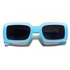 These 1970s vintage style new Thick Candy sunglasses feature an oversized square lens, provide UV 400 protection. Dimensions: Length: 6 inches Lens diameter: 2.5/2.5 inches Retro Blue Polarized Sunglasses, Retro Rectangular Sunglasses For Beach, Retro Blue Sunglasses With Gradient Lenses, Retro Blue Sunglasses With Polarized Lenses, Trendy Light Blue Sunglasses With Gradient Lenses, Blue Square Frame Sunglasses With Tinted Lenses, Trendy Light Blue Tinted Sunglasses, Retro Blue Plastic Sunglasses, Blue Retro Plastic Sunglasses