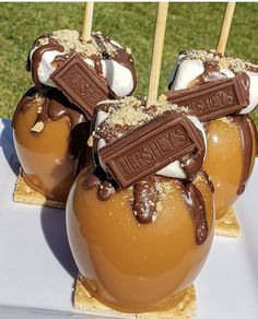 chocolate covered apples with marshmallows on top