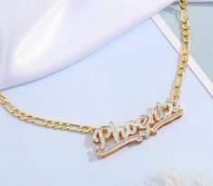 Custom double-plated heart nameplate necklace with personalized engraving – Queendom Treasurez. Custom Nameplate Necklace In White, White Custom Nameplate Necklace, Custom White Nameplate Necklace, Customizable White Nameplate Necklace, White Nameplate Necklace With Names, Personalized White Nameplate Necklace, White Nameplate Necklace For Mother's Day, Necklace Length Guide, Stackable Jewelry