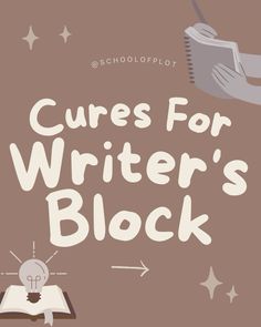 an image of a book with the words,'clues for writer's block '