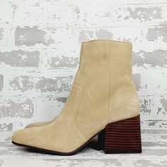 New Fits True To Size, Order Your Normal Size Square Toe Functional Inside Zip Suede Upper, Rubber Sole Imported Tan Suede, Ankle Booties, Bootie Boots, Rubber Sole, Ankle Boots, Size 6, Women Shoes, Square, Boots